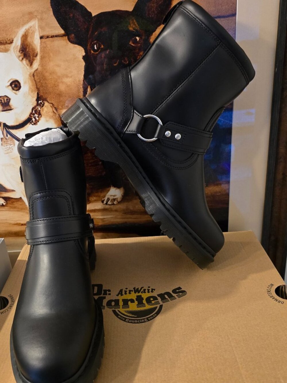 Dr. Martens Anistone Harness Orleans Leather Biker Boots Men's Size 11 US NEW